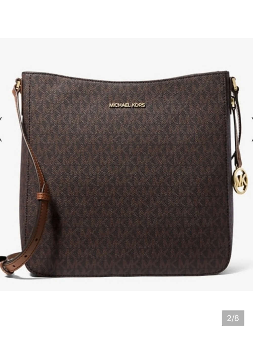 NWT Michael Kors Brown Tan Signature Jet Set Travel Large Messenger Bag